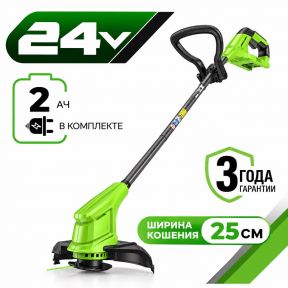 Аккумуляторный триммер Greenworks G24LT251 25см, 24v (АКБ 1x2Ah и З/У) Аккумуляторный триммер Greenworks G24LT251 25см, 24v (АКБ 1x2Ah и З/У)