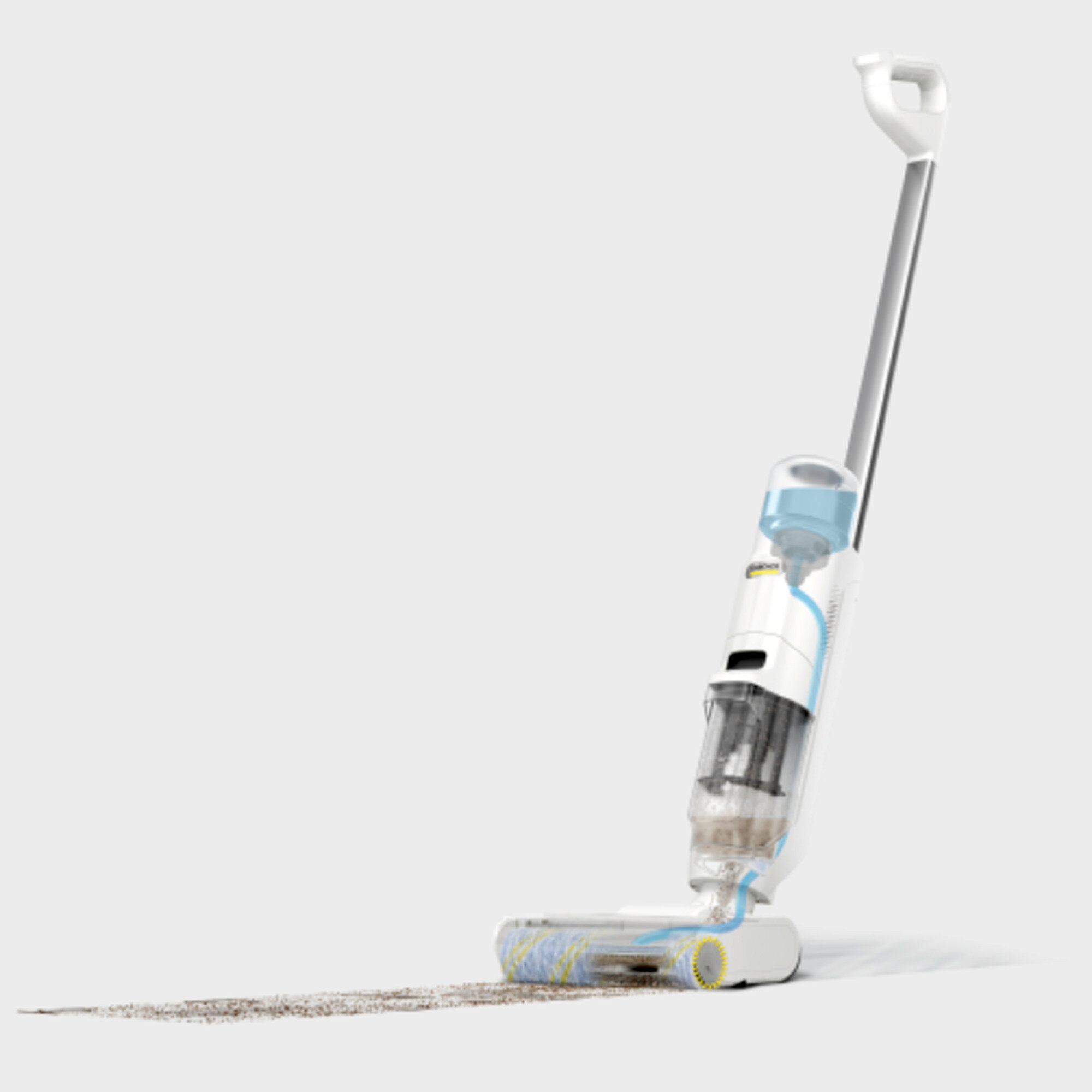 Вертикальный моющий пылесос Karcher KFL 1 - <h3>Функция Xtra!Clean «3 в 1»: влажная уборка, всасывание и сушка</h3>
<br>
Уборка с экономией до 50 % времени и гарантия идеальной чистоты за счет интегрированной функции всасывания, позволяющей обойтись без предварительной уборки пылесосом. 2 режима уборки для устранения любых загрязнений — даже стойких, а также больших объемов жидкостей. Оптимальная адаптация к различным напольным покрытиям и очистка вплотную к стенам. Возможность очистки ковров и ковровых дорожек в режиме сухой уборки.