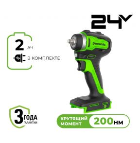 Аккумуляторный ударный гайковерт Greenworks G24IW200 б/щ, 3/8'', 200 Н·м, 24v (АКБ 1х2Ah, З/У, кор) Аккумуляторный ударный гайковерт Greenworks G24IW200 б/щ, 3/8'', 200 Н·м, 24v (АКБ 1х2Ah, З/У, кор)