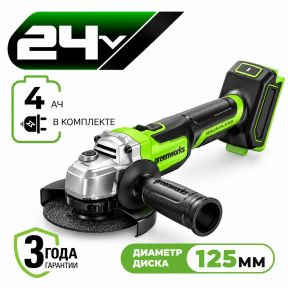 Аккумуляторная угловая шлифовальная машина Greenworks AG590 б/щ, 24v (АКБ 1х4Ah, З/У, кор)