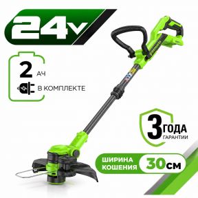 Аккумуляторный триммер Greenworks G24LT301 30см, 24v (АКБ 1х2Ah и З/У) Аккумуляторный триммер Greenworks G24LT301 30см, 24v (АКБ 1х2Ah и З/У)