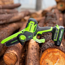 Аккумуляторная цепная мини-пила Greenworks G24MCS10 10см, 24v (без АКБ и З/У) - изображение 3